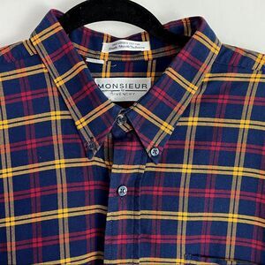 Givenchy Monsieur Plaid Single Needle Short Sleeve Button Down Shirt 2X Big